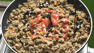 Add ketchup and browning to the filling