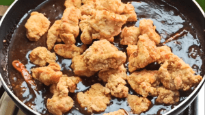 Add the fried chicken