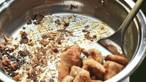 Remove the fried chicken from the heat