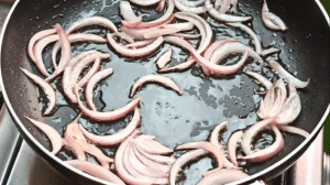 Stir fry the onions until they are translucent