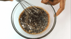 Stir to combine the sauce for the beef and broccoli stir fry