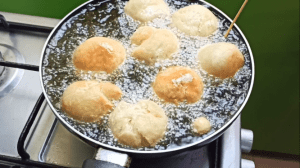 Fry the dumplings until they are golden brown in color