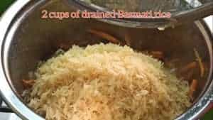 Add the drained basmati rice