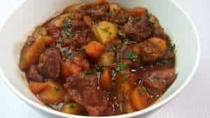 Hearty Irish stew with lamb and Guinness stout