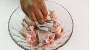 Pat the lamb dry with paper towel