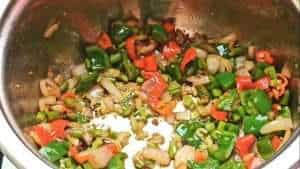 Stir fry the vegetables until they are soft