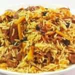Cooked Rice Pilaf with vegetables and meat