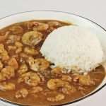 Etouffee served with boiled white rice